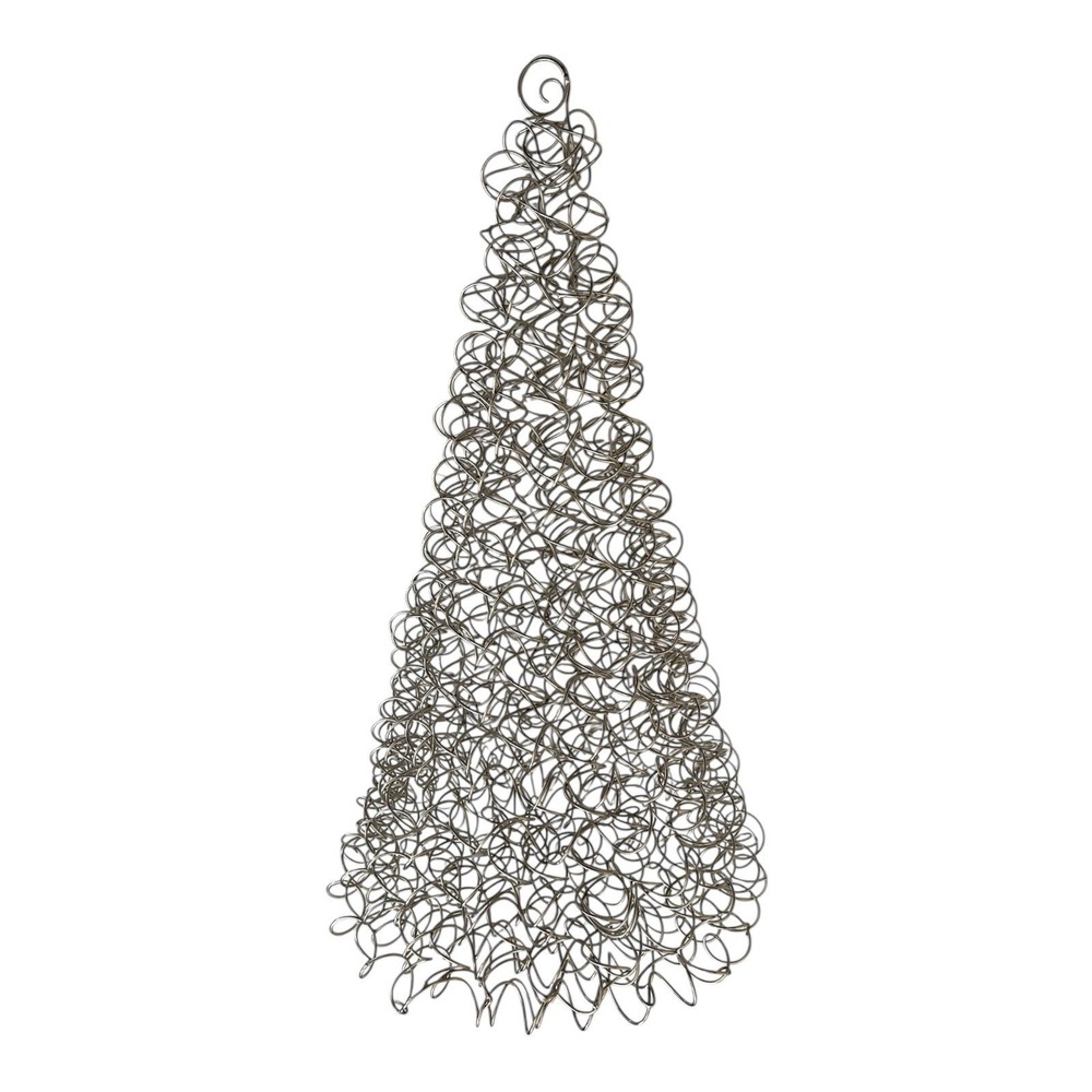 Silver Wire Christmas Tree Centerpiece Minimalist Tabletop Decor Holiday 23"x12"